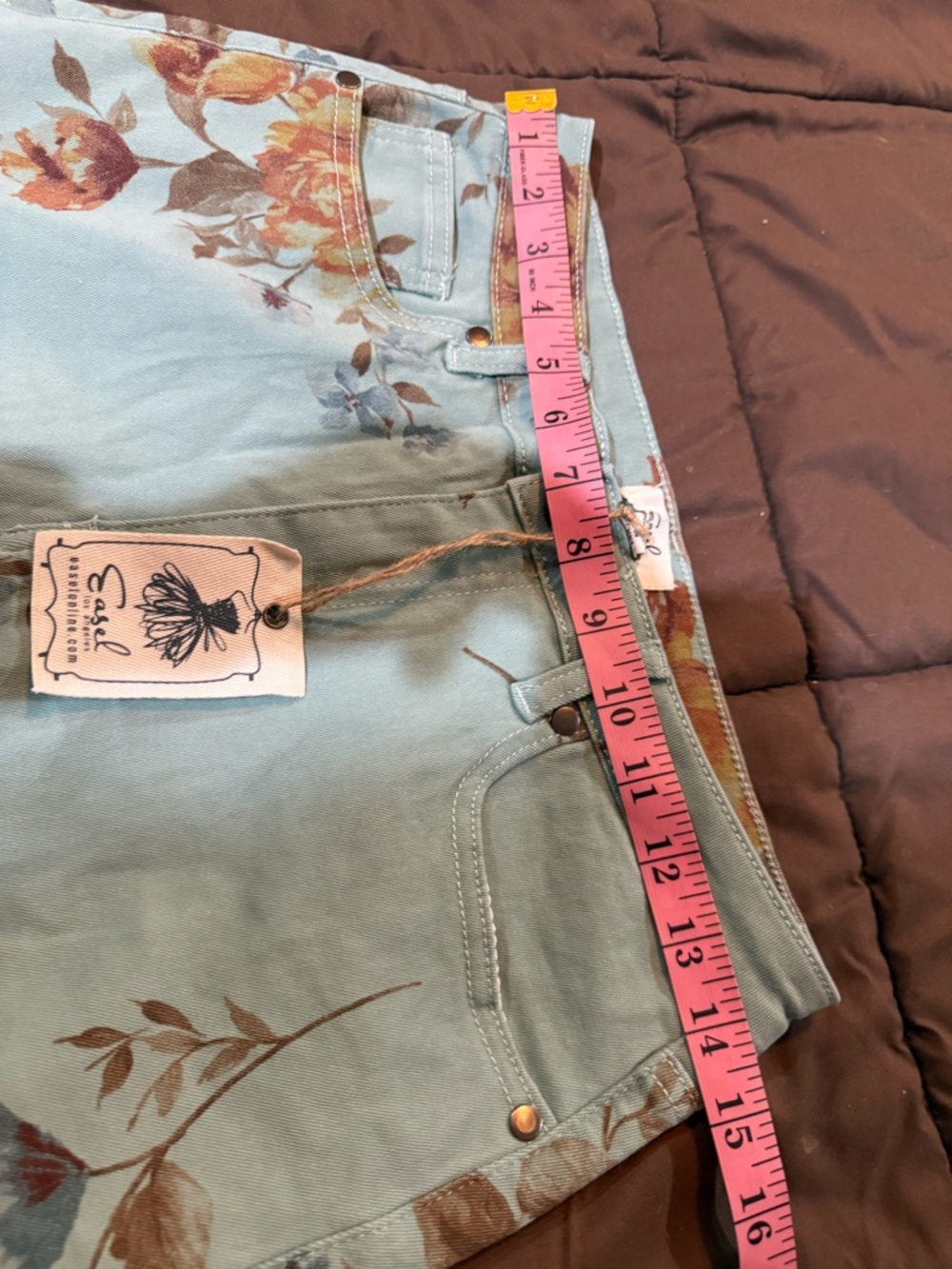 easel Mint Green Floral Wide-Leg Pants with Yellow Blooms - Picture 5 of 6